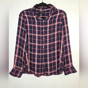 Banana Repuplic navy blue and pink flannel size Small